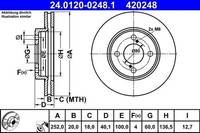 2 X Bremsscheibe ATE 24.0120-0248.1 FüR Suzuki Baleno