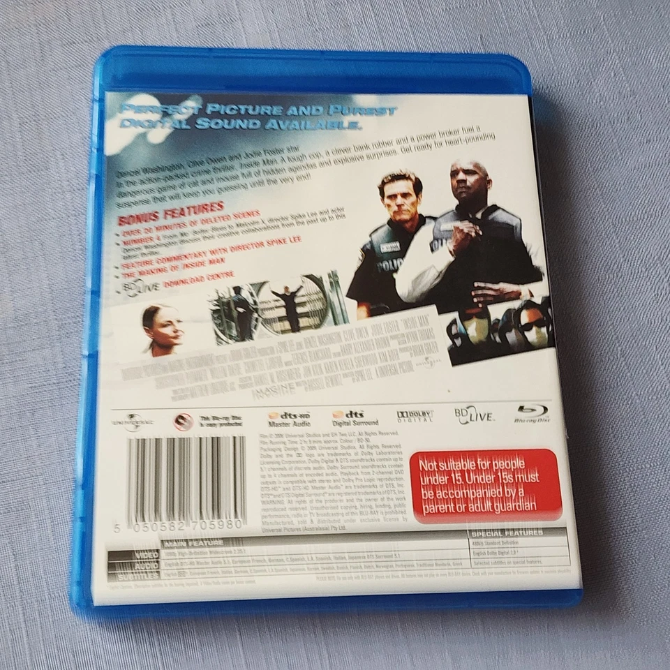 Inside Man (Blu-Ray 2006) Region B Denzel Washington Clive Owen - image 2 of 4