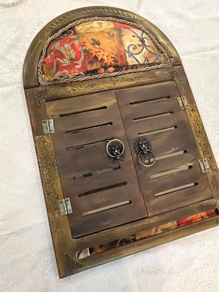 Handmade Decorative Window Mirror Wall Art Unique Rustic Home Décor with Fabric - Image 3 of 3