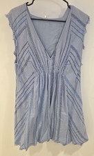 Free People Blue Striped Boho Lined Summer Dress Cotton/Rayon Blend Womens Sz XS