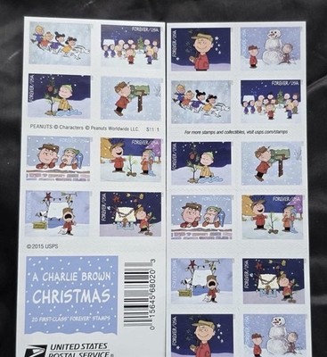 20 Forever Stamps SNOOPY PEANUTS CHARLIE BROWN CHRISTMAS Scott# 5021-5030