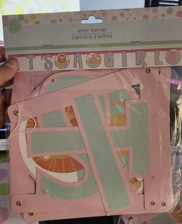 Pacote de chá de bebê It’s a Girl – Conjunto de guirlanda e pulseira de bebê decoração de festa - Imagem 3 de 3