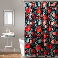 Lush Décor Poppy Garden Shower Curtain Navy/...
