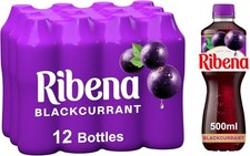 Ribena Blackcurrant Juice Drink 500ml, 12 Pack | Real Fruit & Vitamin C
