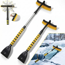 2w1 Drapak do lodu Szczotka do śniegu Auto Teleskop Zdejmowany Obrotowy 78cm SUV Ciężarówka Żółty