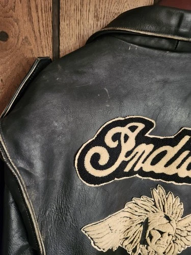 Vintage Indian Motorcycle Iron Horse Distressed Leather Jacket XXL Made In USA image 5