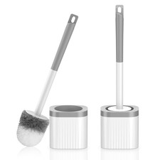 Toilet Brush, 2 Pack Compact Toilet Bowl Brush and Holder Set with Nylon Bristle