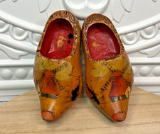Vintage Dutch Wooden Clogs Pair Hand Painted Klompen Made in Holland 5" Folk Art