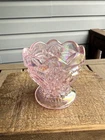 Vintage Smith Pink Iridescent Carnival Glass Dessert Cup with Scalloped Edge