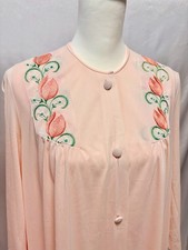 Vintage 1970s Vanity Fair Embroidery Lingerie NightGown Dress 2piece USA