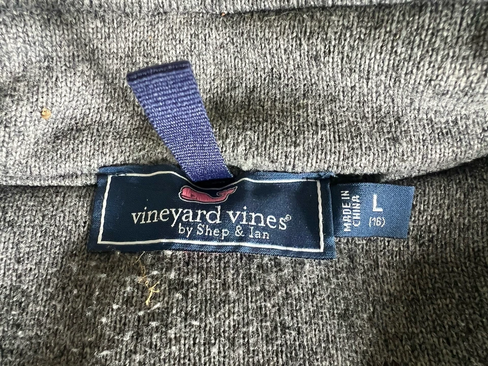 Sudadera Vineyard Vines Agua Salada 1/4 Cremallera Niños Azul Marino y Gris Pullover Talla L 16 Foto 3 de 4