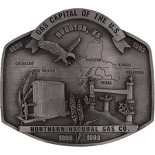 New Hugoton Kansas Northern Natural Gas Oil Oilfield Nos Vintage Belt Buckle