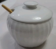 CorningWare French White Stoneware Sugar Bowl With Lid