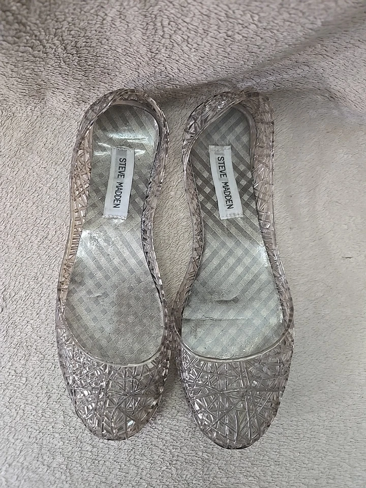 Steve Madden Swirly Smoke Woven Jelly Shoes Womens Size 7 Gray Flats - Image 3 of 4