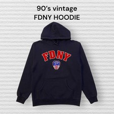90s FDNY Official Navy Pullover Hoodie Size S Vintage
