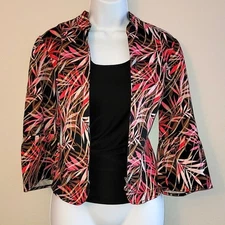 Christopher & Banks Palm Print Zip Front Blazer Jacket Size Small