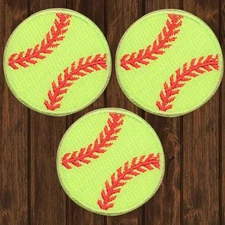 Softball Embroidered Patch — 3-Pack — Iron On