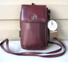 Giani Bernini Softy Core Wine Leather Crossbody Wallet Wristlet Phone NEW