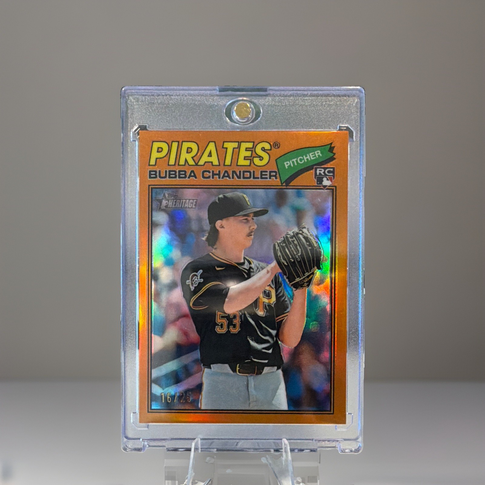 Topps 2026 Heritage Bubba Chandler #265 Pirates Chrome Orange Refractor 16/25 RC