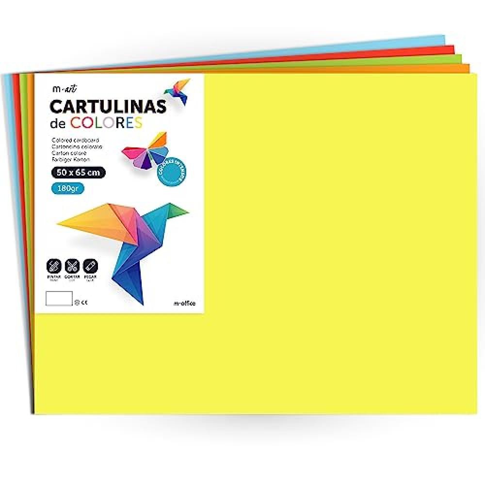 (TG. 125 hojas) Cartulina de Colores, Cartulina Grande 50x65 cm de Colores Claro