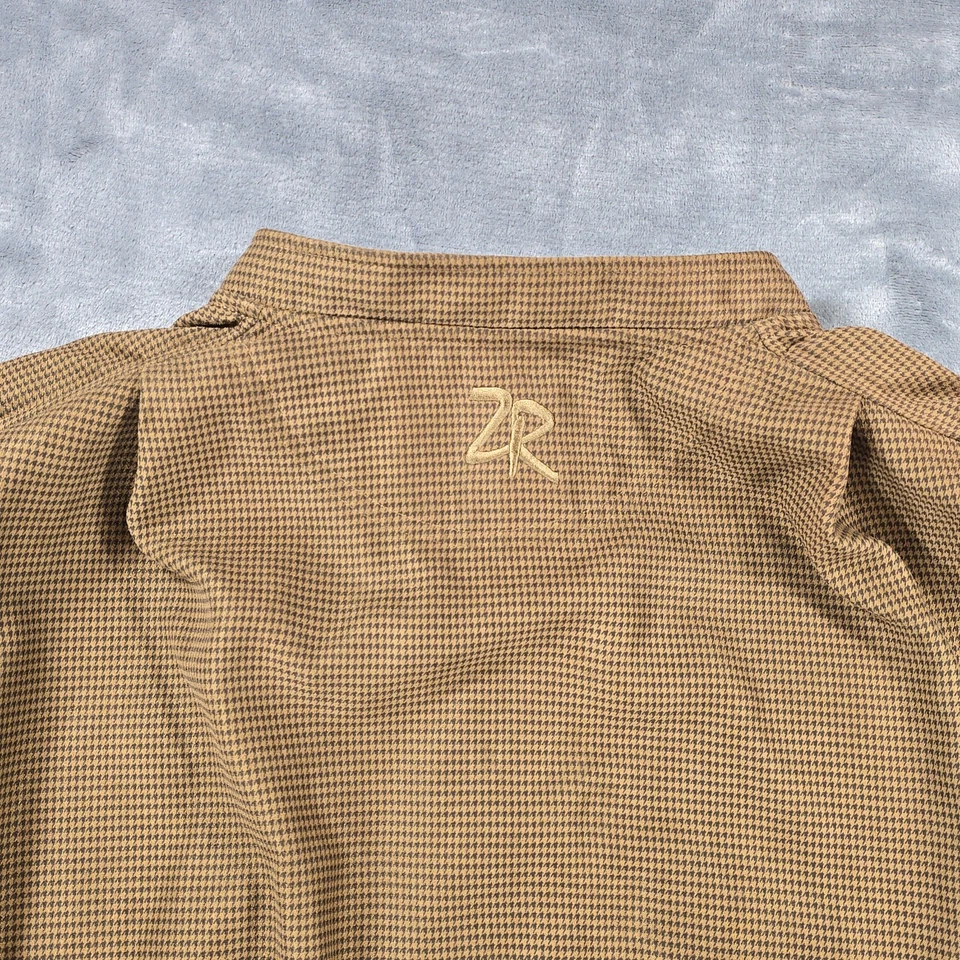 Zero Restriction Windshirt Mens XL Brown Houndstooth Microsuede Golf Performance - Image 3 of 4