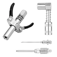 4pcs Grease Gun Fitting Kit, Include 90 Degree Coupler Adapter, Double Handles