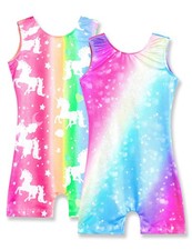 Nymphperi Gymnastics Leotards for Girls 2 Pack 4-5T, 2pcs Rainbow  Unicorn B