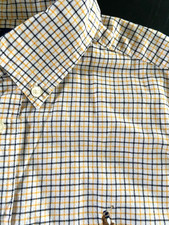 Ralph Lauren Boys M 10-12 Yellow Blue Check Button Down LS Preppy Dress Shirt