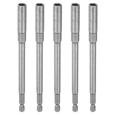 5pcs Nut Driver Drill Bit 7mm Socket 1/4'' Hex Shank 6'' Extra Long Setter