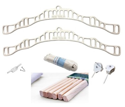 Trachten Wäscheständer Trockner Flaschenzug Trocknen 6 Latten weiß Sets 1,2m-2,4m