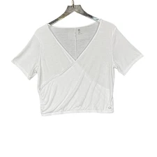 Gap GapFit Shirt Womens Large White V Neck Wrap Style Tee Balletcore Lightweight
