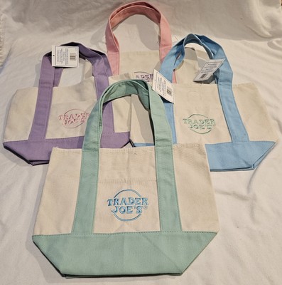Trader Joe s Limited Edition Pastel  Tote Bag Mini Set Of 4.  Easter Totes.