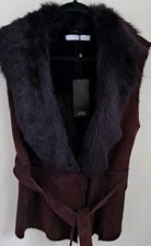 Plum Brown Shearling Sheepskin Toscana Gilet Betty Jackson Debenhams UK14 US10
