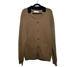 Ben Sherman Plectrum Men's Brown Cotton Wool Sweater with Black Collar-Medium