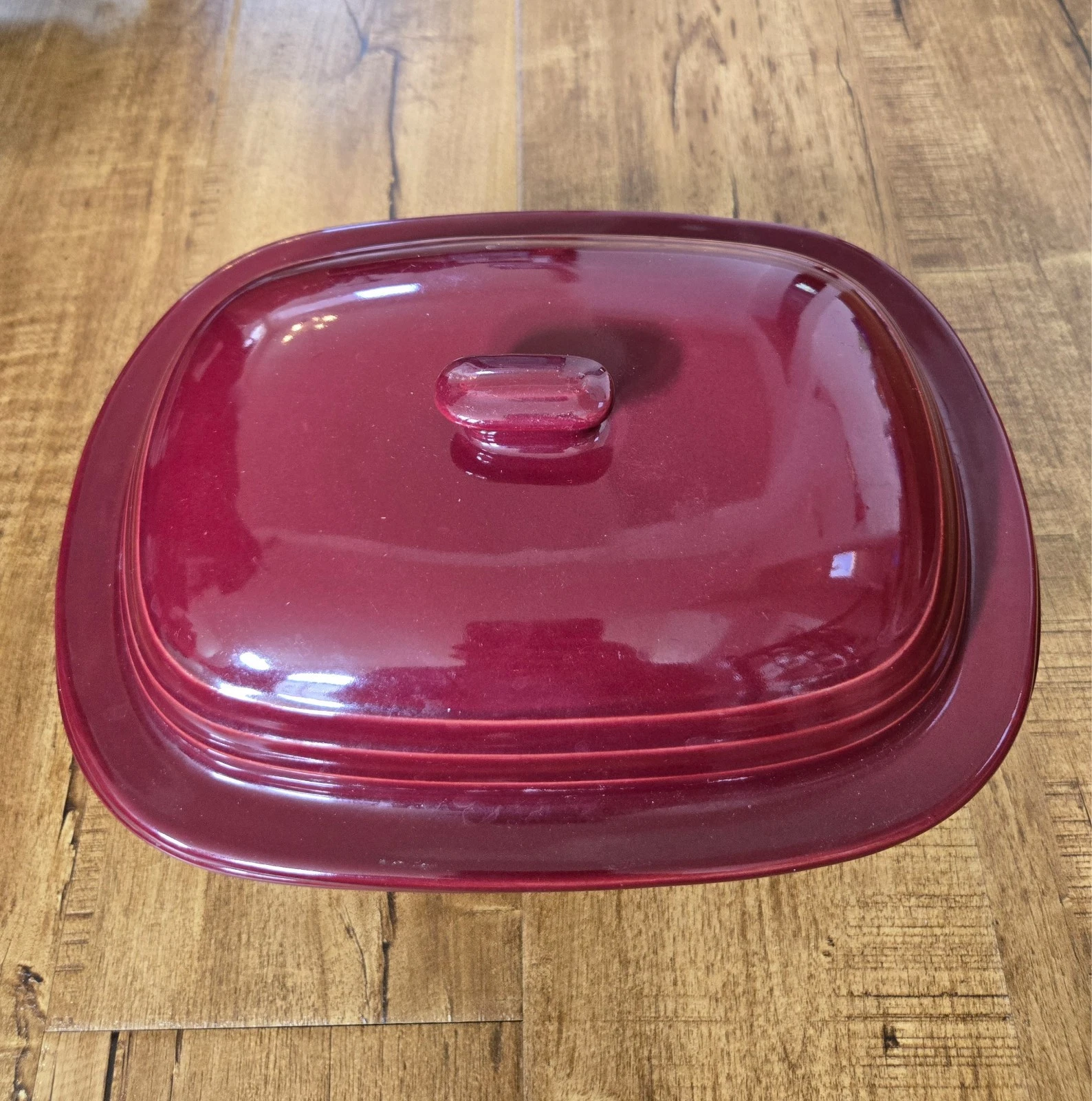 Pampered Chef 3.1 Qt Deep Covered Baker W/ Lid Cranberry Red Stoneware Roaster
