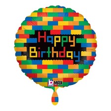 18" CONSTRUCTION BUILDING BLOCKS HAPPY BIRTHDAY HELIUM FOIL LEGO BALLOON grabo