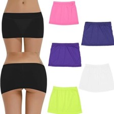 Womens Silky Sheer See Through Mini Body-con Party Skirts Nightwear Club-wear