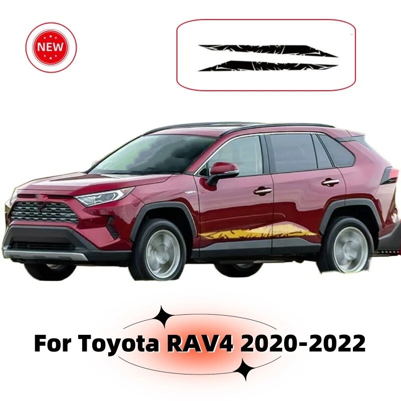 Kit de calcomanías adhesivas para puerta lateral a rayas de vinilo de carreras para Toyota RAV4 2020-2022 Foto 3 de 4
