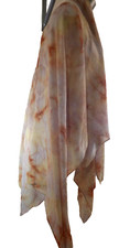 Lagenlook Poncho Kimono Shawl CoverUp Top Art OneSize Cream Abstract Crinkled