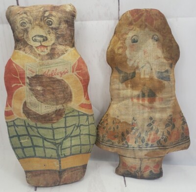 1920 s Kellogg s Cereal Promotional Goldilocks and Daddy Bear Oil Cloth Doll