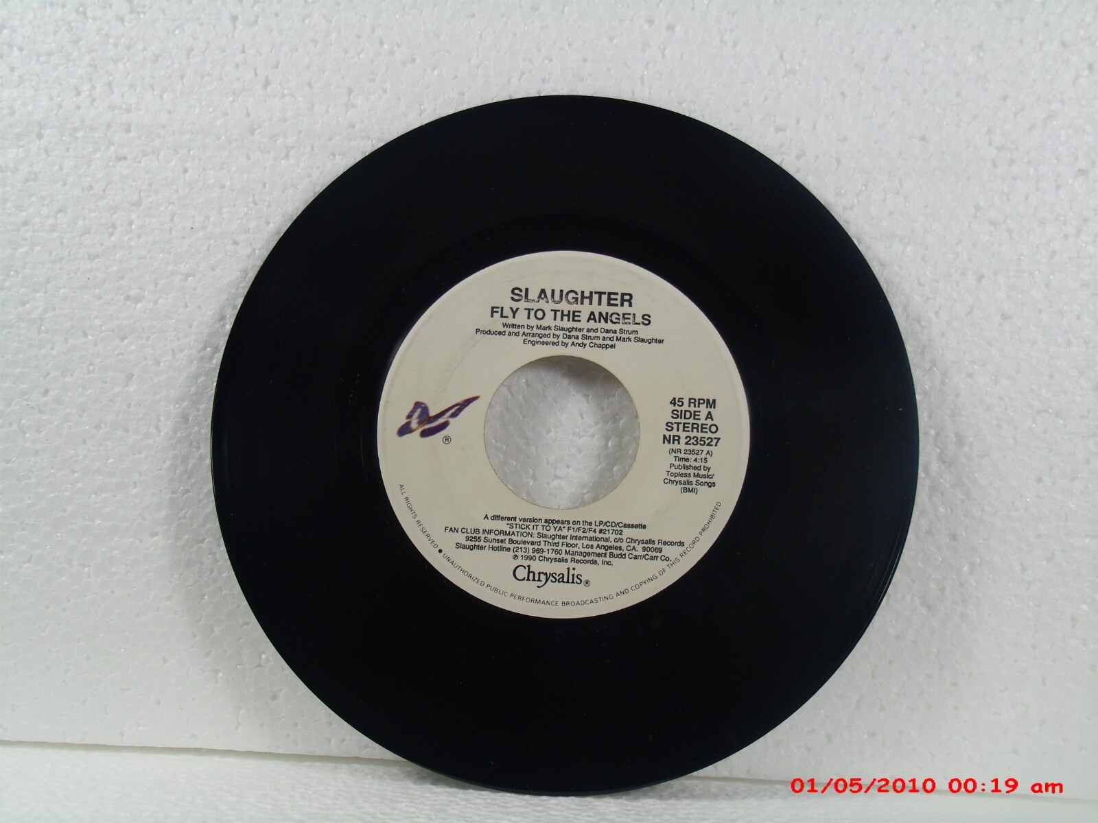 SLAUGHTER-(45)-FLY TO THE ANGELS / DESPERATELY - CHRYSALIS RECORDS NR 23527-1990