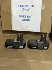 Lot Of 2 Ryobi P102 One+ Lithium Battery 18 volt Li-Ion FOR PARTS NOT WORKING