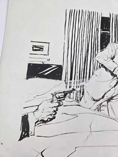 Arte pulpar original publicado Leo Morey - revista Mike Shayne Mystery agosto 1962 - Imagen 4 de 6