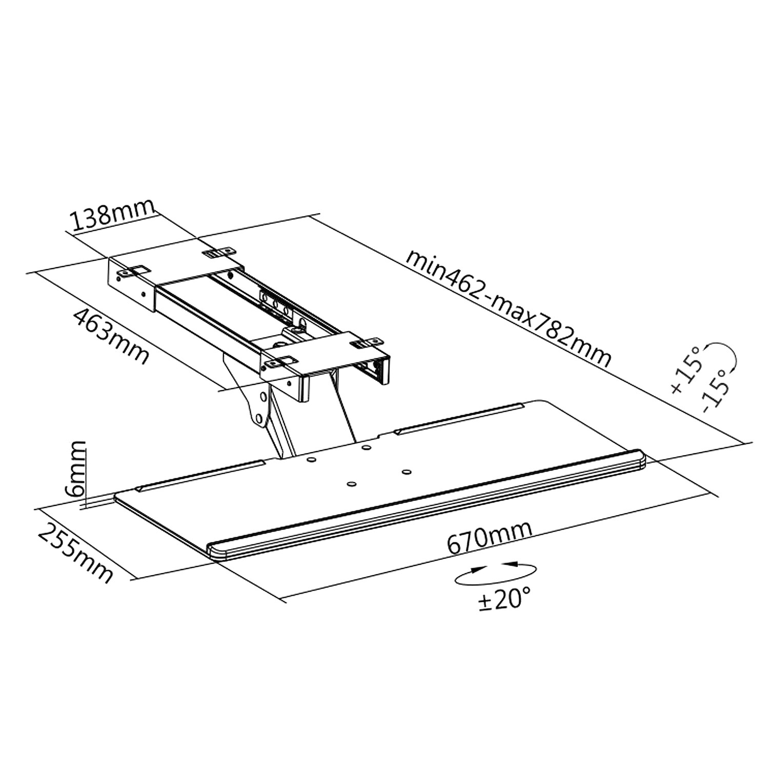 Support pour clavier Maclean MC-757 tablette coulissante bureau - 4