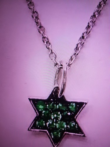 Rarities Carol Brodie 925 Silver Tsavorite Star Pendant 16"+2" Chain Necklace