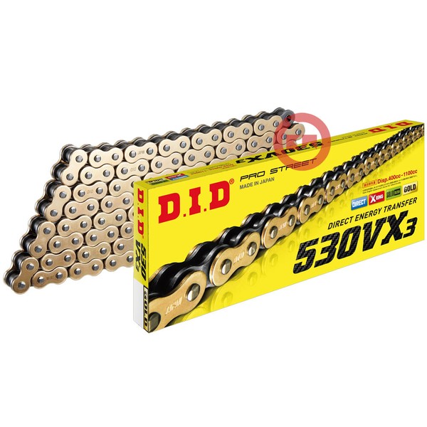Kette ÜBertragung DID 530VX3 120 Gitter Gold FüR Suzuki GSX R 1000 2009-2010-image
