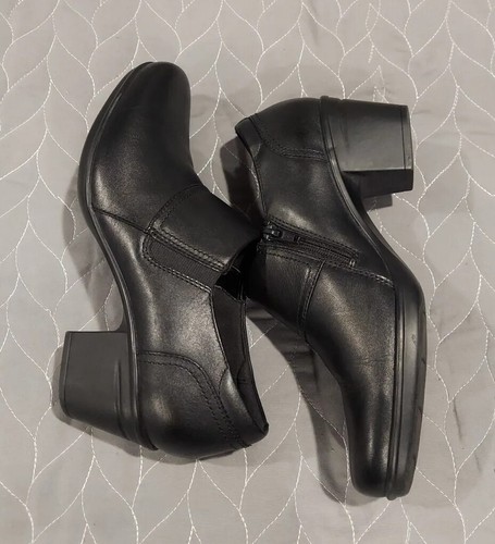 Clarks Emslie Boot Block Heel Bootie Shootie Black Leather Womens Size 8 - Picture 7 of 11