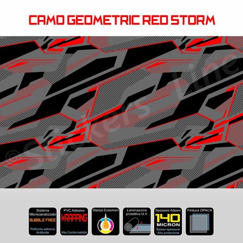 Pellicola mimetica Wrapping mimetico camo Geometric RED STORM auto tuning moto - Foto 2 di 5