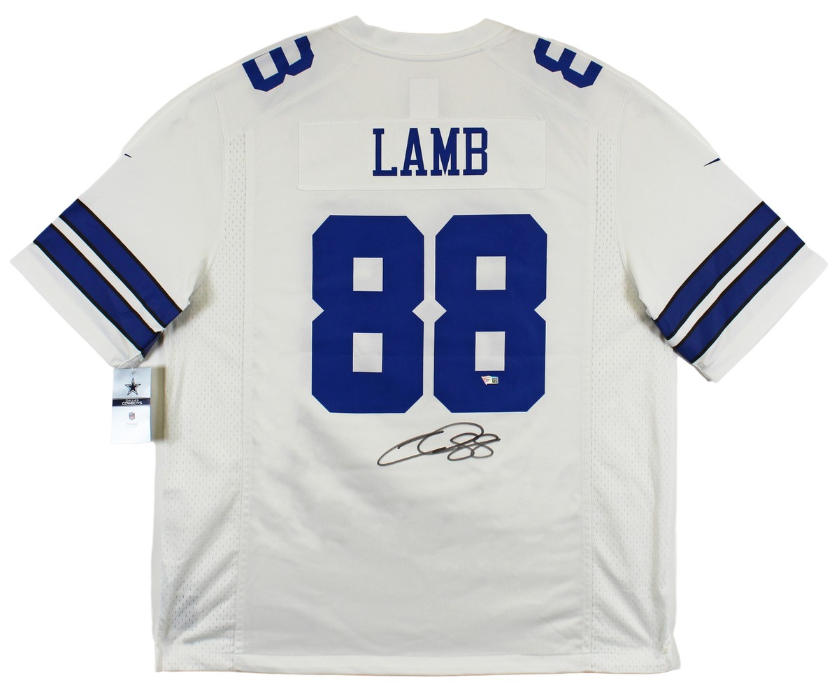 Cowboys CeeDee Lamb Authentic Signed White Nike Game Jersey