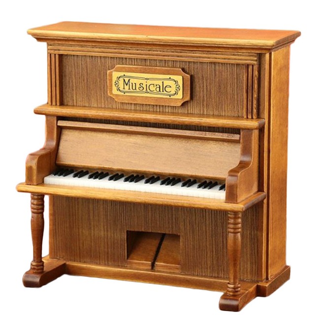 Sky Mini Cute Windup Wood Upright Piano Music Box Natural Wood Color eBay